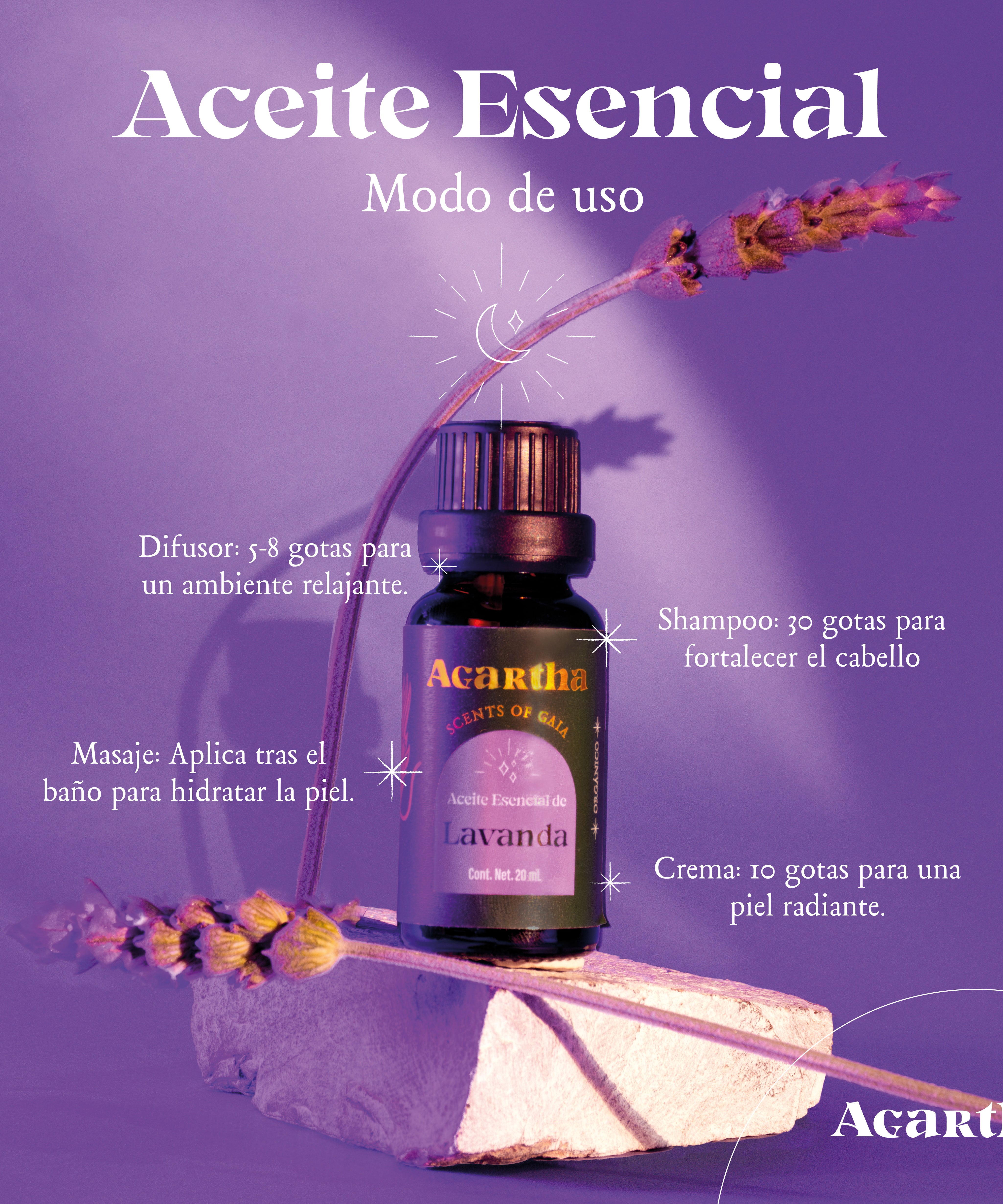 Aceite esencial de lavanda utilizado en un difusor para crear un ambiente relajante y armonioso.