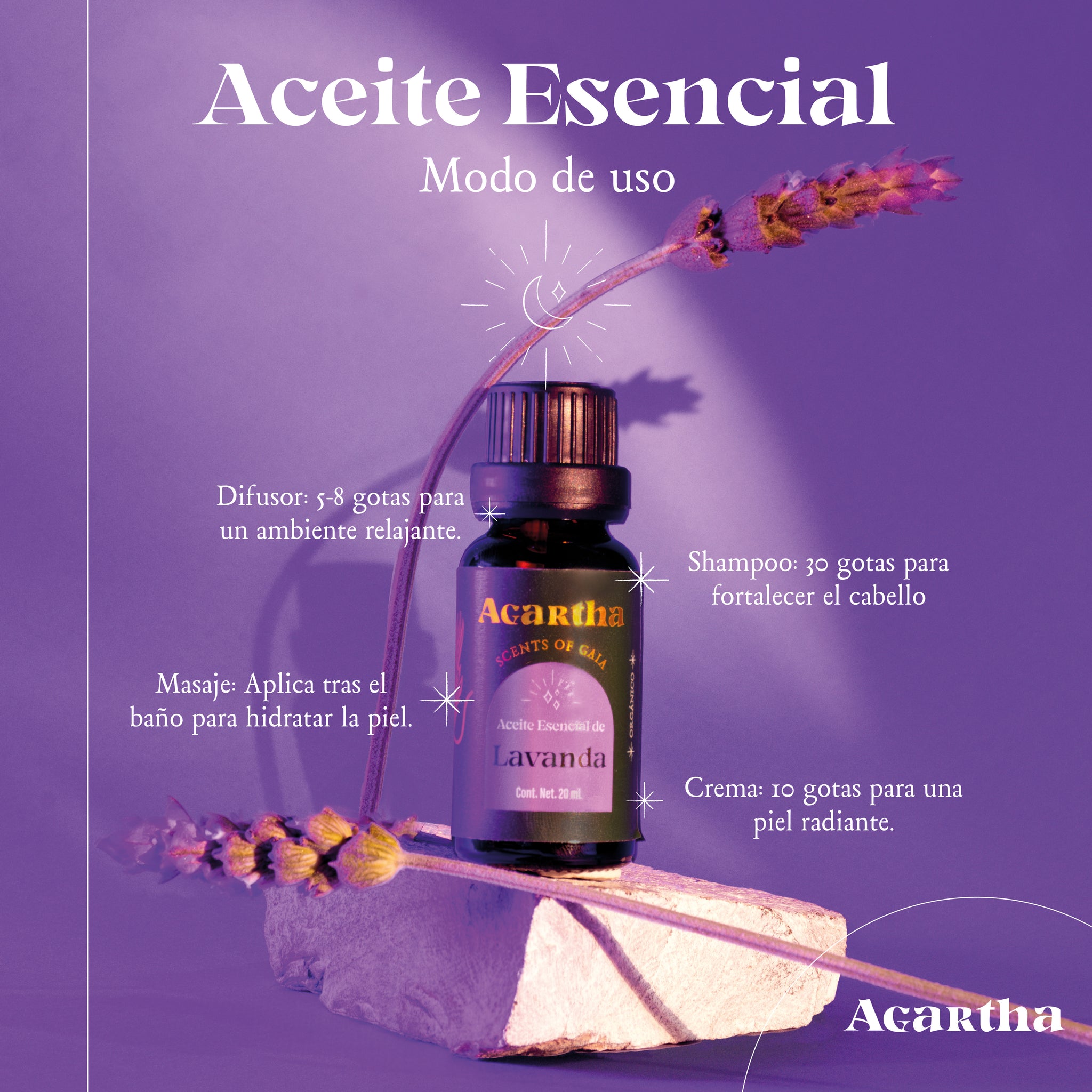 Aceite esencial de lavanda utilizado en un difusor para crear un ambiente relajante y armonioso.