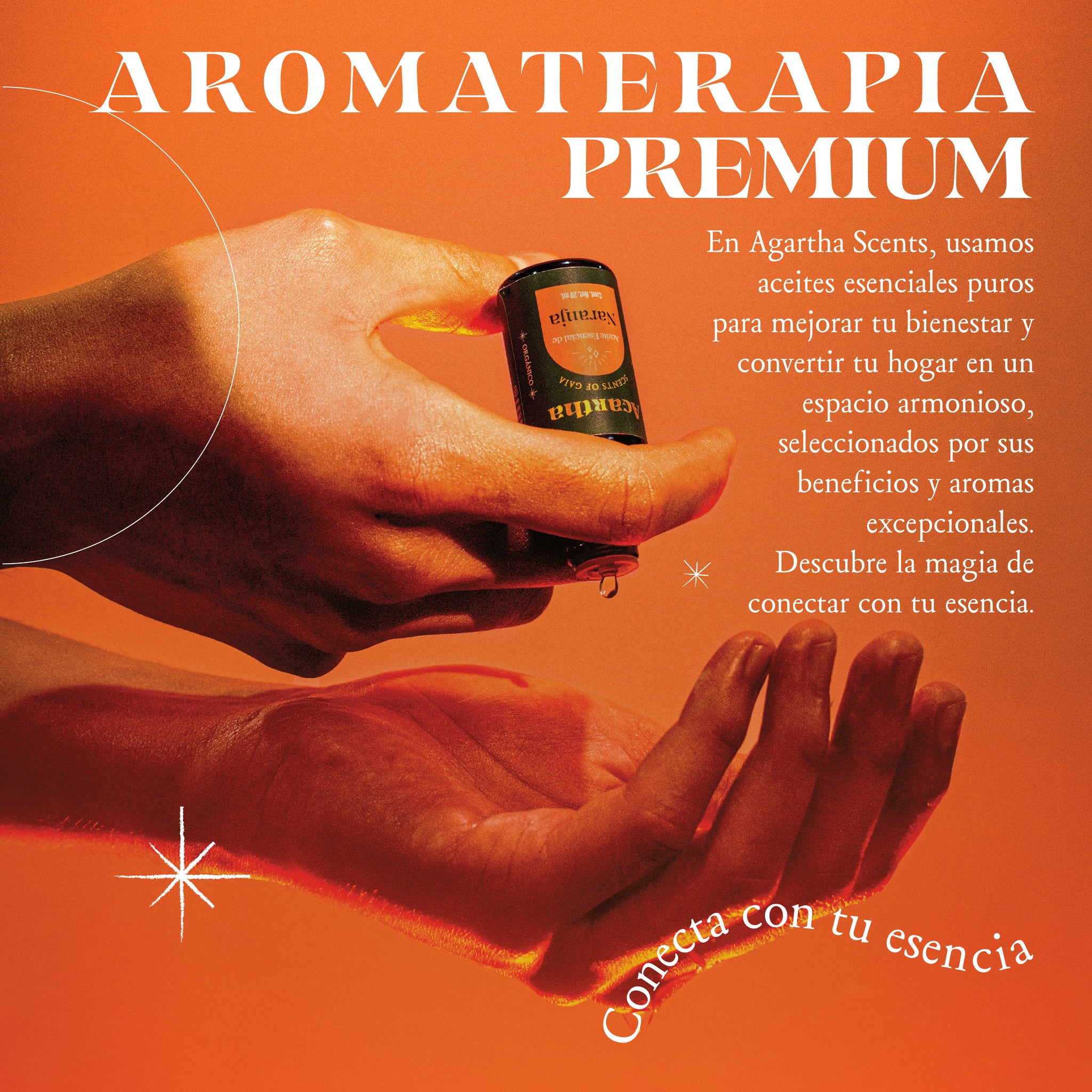 Aceite esencial de naranja en uso, perfecto para masajes energizantes y bienestar emocional.
