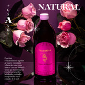 Detalle de la etiqueta del agua de rosas Agartha, con ingredientes 100% naturales y presentación minimalista.