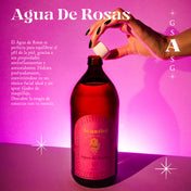 Agua de rosas Agartha aplicada sobre el cabello húmedo como acondicionador sin enjuague, mejorando su textura y estimulando su crecimiento.