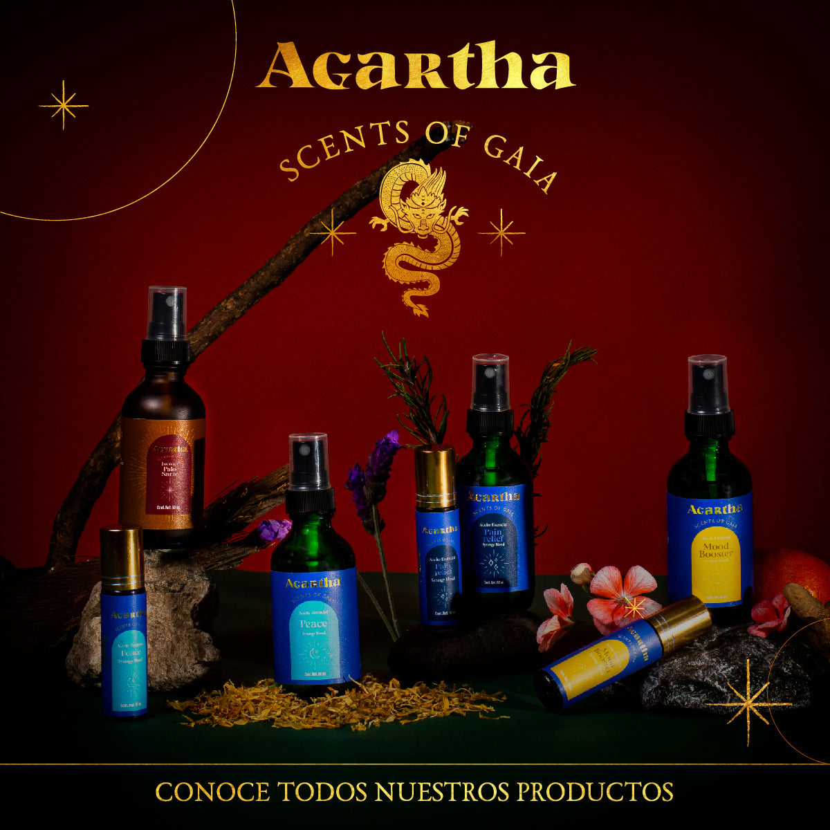 Pain Relief de Agartha Scents, una combinación botánica perfecta para tu rutina diaria de alivio y confort.