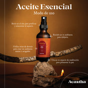 Loción de Palo Santo Agartha utilizada para rociar en el ambiente o en la piel, ideal para rituales de purificación y relajación.