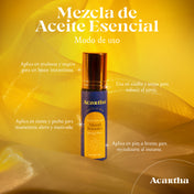 Roll-on de aromaterapia Mood Booster, aplicado en muñecas y sienes para proporcionar un impulso de energía y buen humor durante el día.