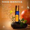 Detalle del envase del roll-on Mood Booster de 10 ml, con mezcla de aceites esenciales naturales y fórmula energizante.