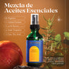 Spray Energy Booster con aceites esenciales de blood orange, menta, may chang, raíz de jengibre, eucalipto y geranio, ideal para revitalizar tu entorno y mente.