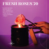 Vela Fresh Roses 70 encendida, ideal para disfrutar de una fragancia envolvente y una quema limpia y duradera.