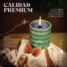 Detalle del diseño de la vela Santal Figue 515, con una mezcla única de aromas frutales y especiados en un elegante envase.