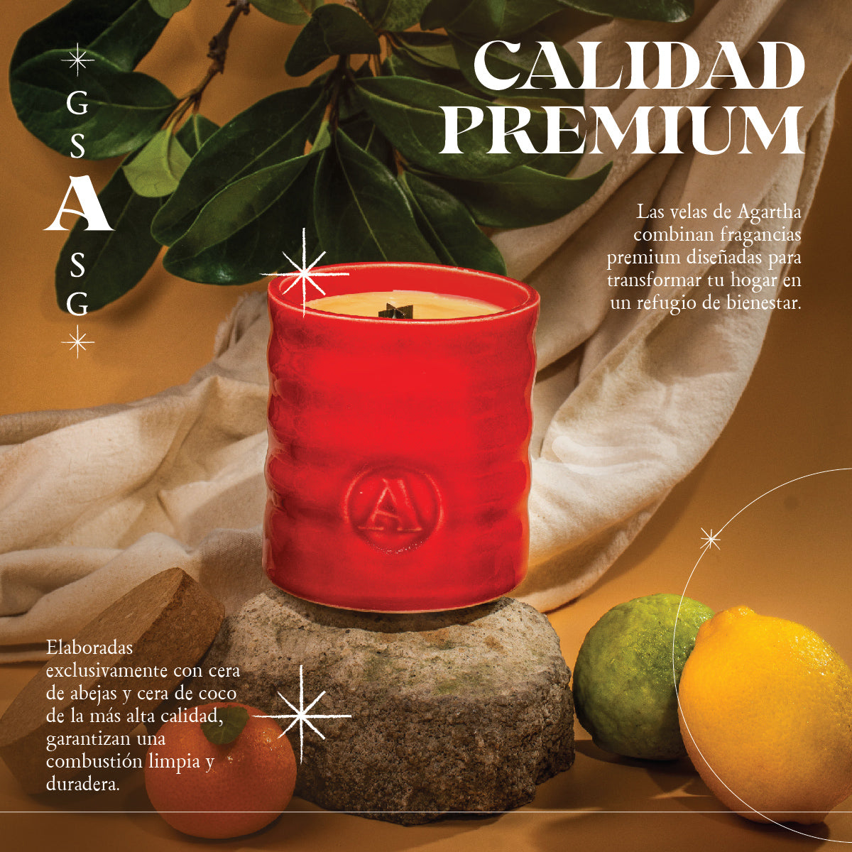 Detalle del diseño de la vela Satsuma 691, con una mezcla vibrante de aromas cítricos en un envase elegante.